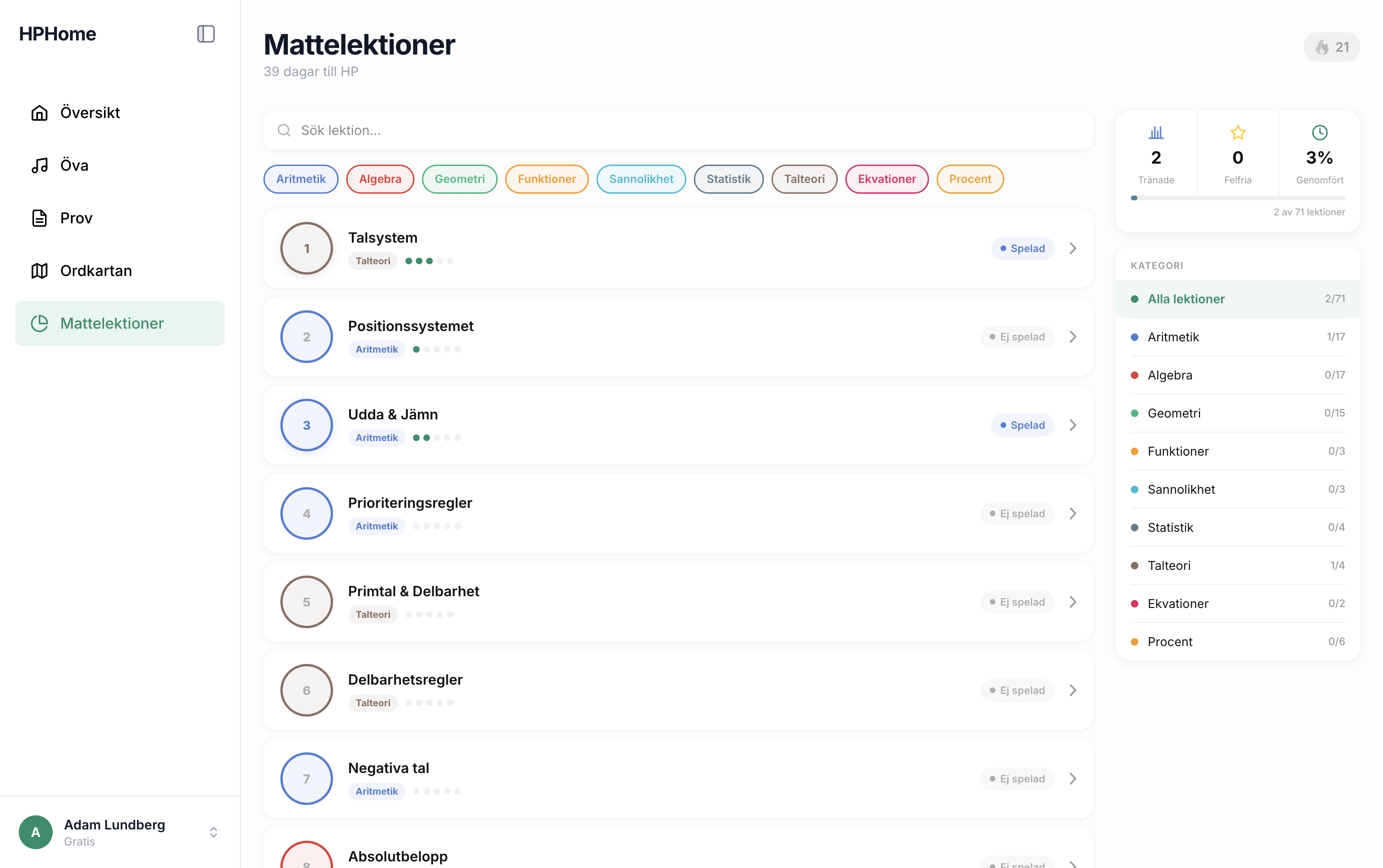 Mattelektioner